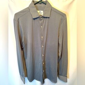 Mizzen + Main Long Sleeve Button Shirt Men's Medium Trim Fit Stretch Black Check